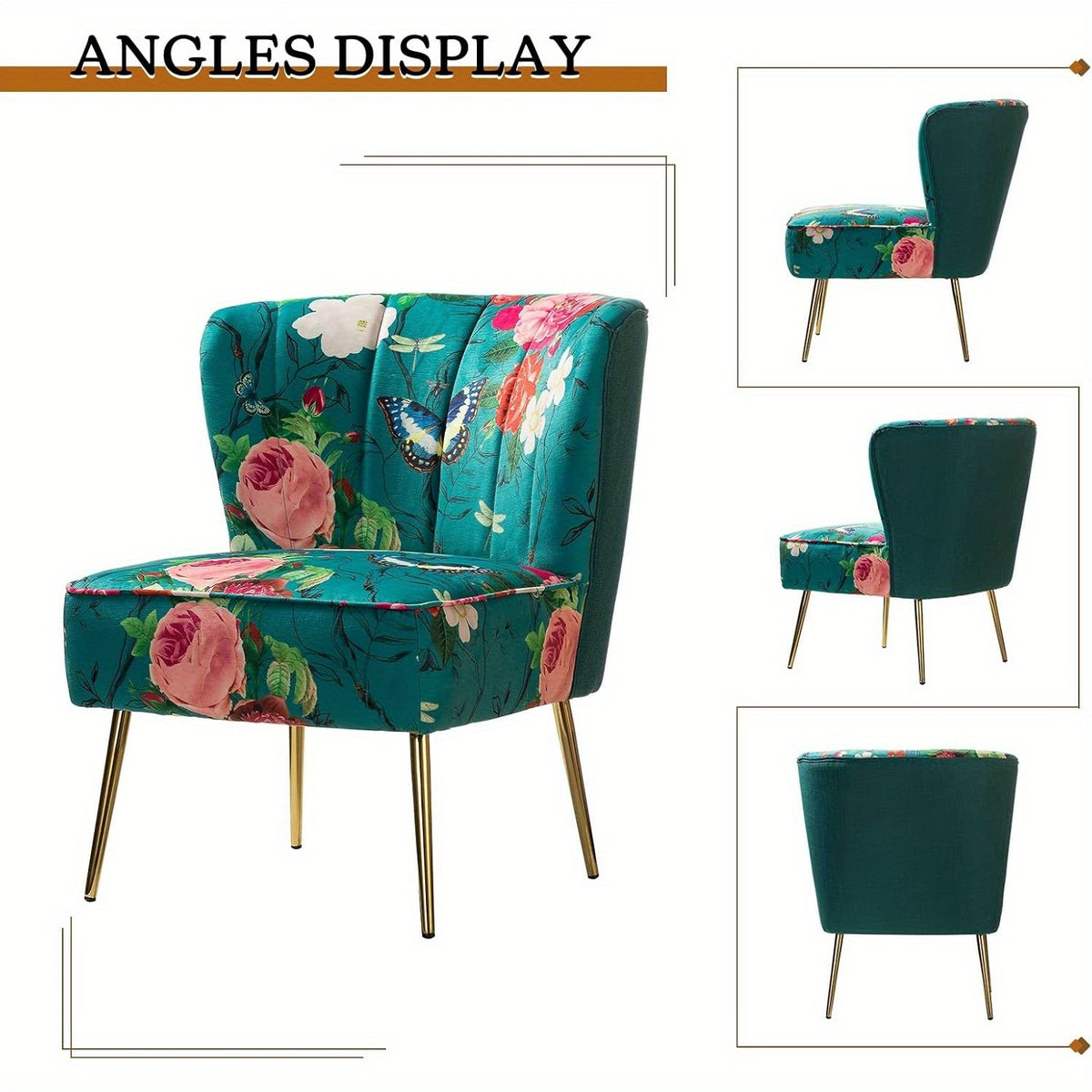 accent chair golden metal legs comfy tufted wingback living - Temu