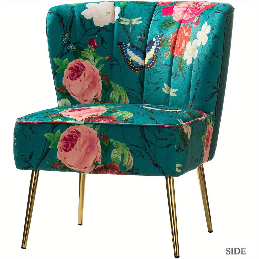 accent chair golden metal legs comfy tufted wingback living - Temu