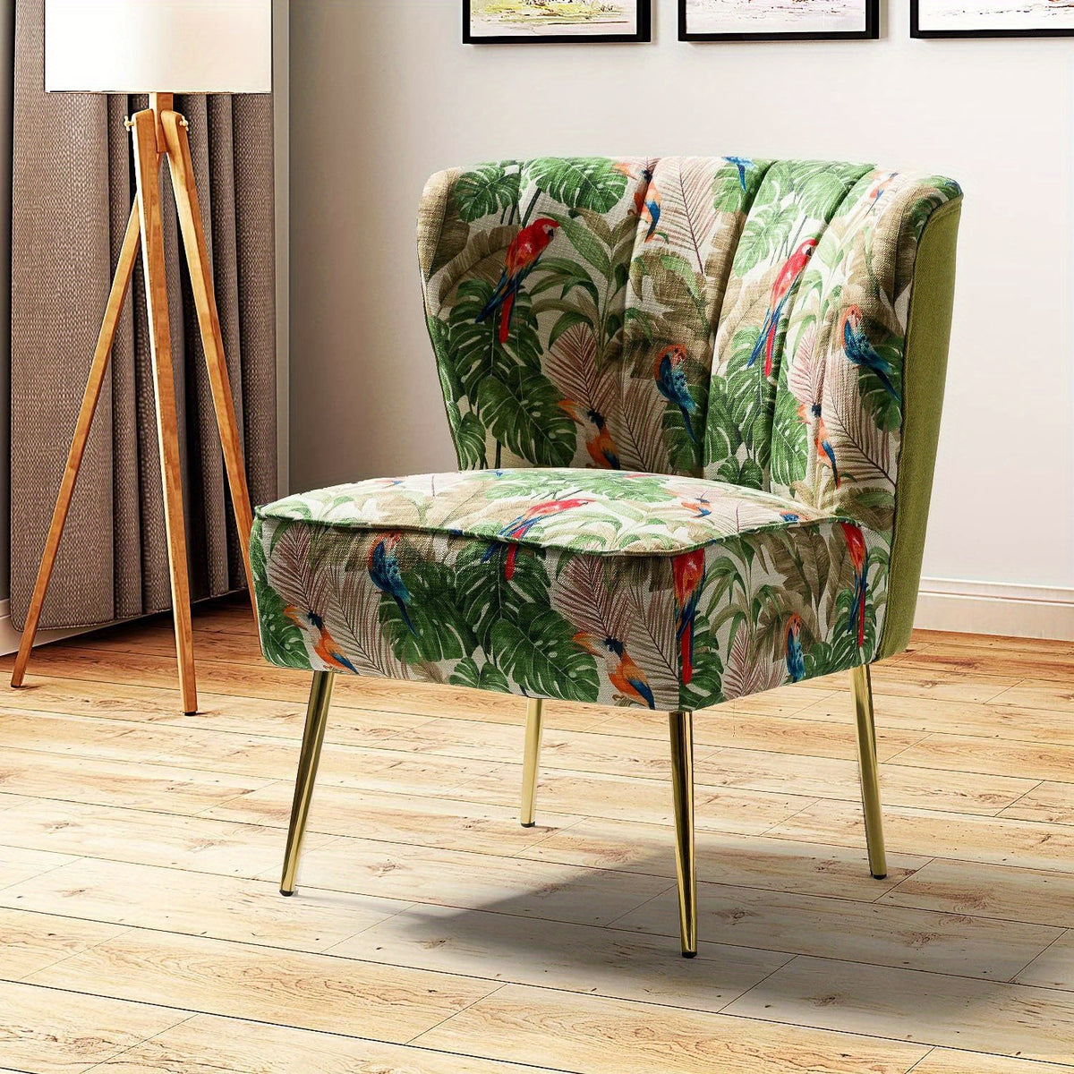 accent chair golden metal legs comfy tufted wingback living - Temu