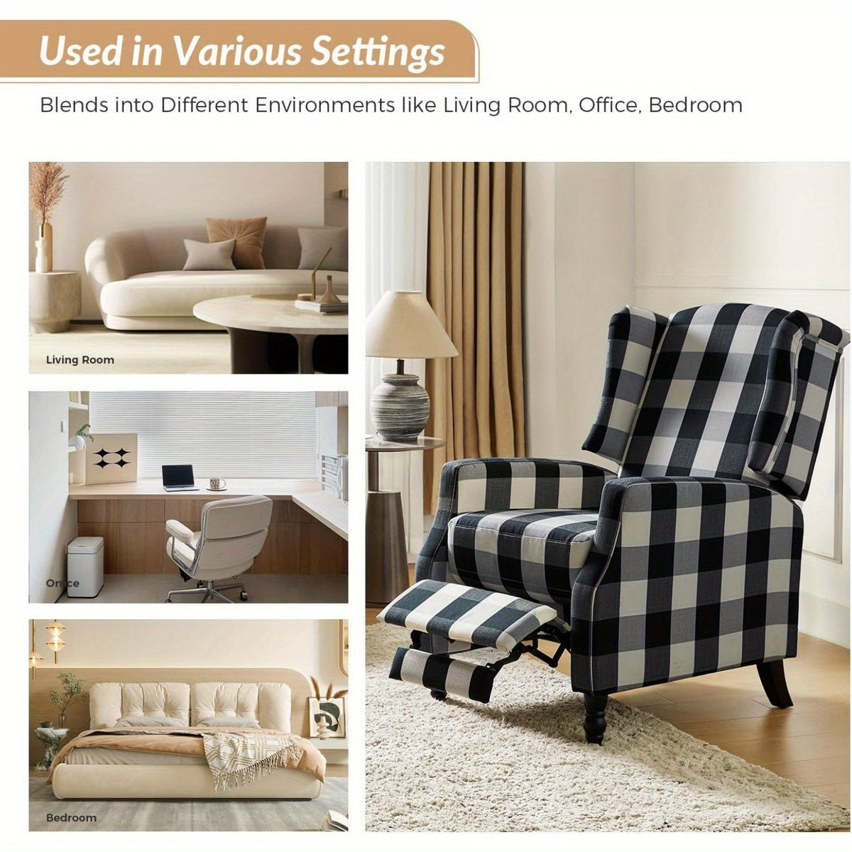 wingback recliner chair traditional push back recliner - Temu