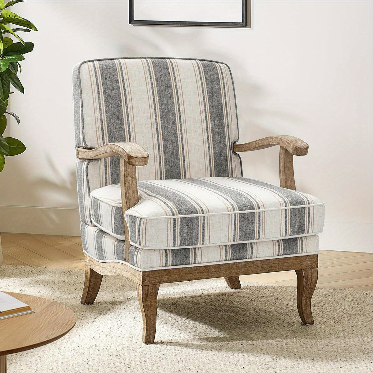 upholstered accent chair   century modern striped chair - Temu