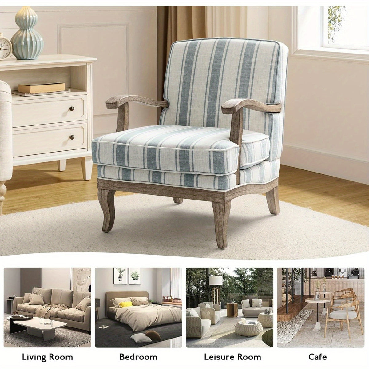 upholstered accent chair   century modern striped chair - Temu