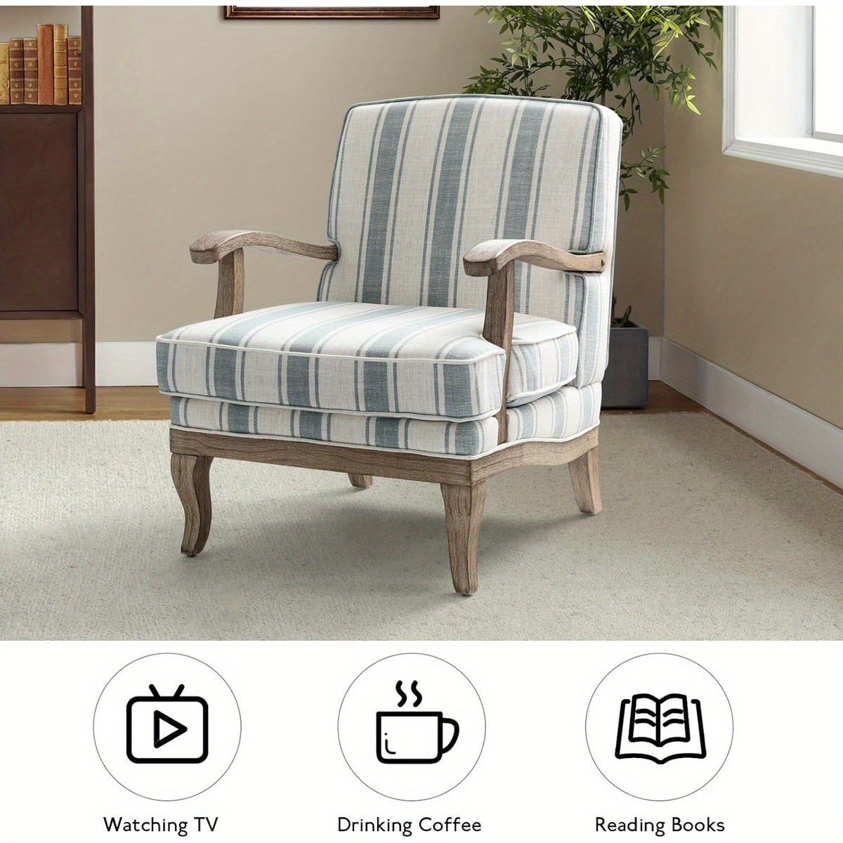 upholstered accent chair   century modern striped chair - Temu
