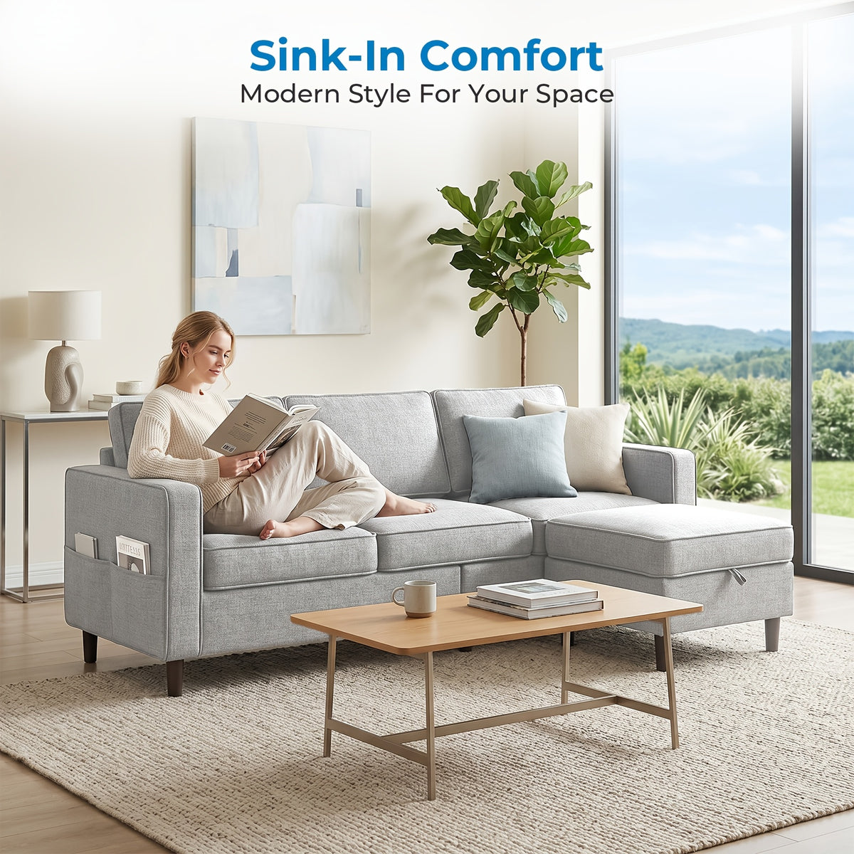 78 inch 198 1cm convertible sectional sofa linen l shaped - Temu