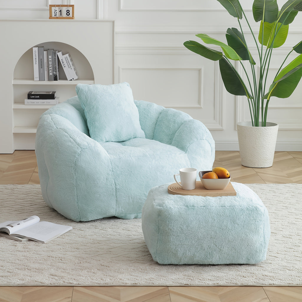 bean bag chair footrest faux fur lazy sofa seashell shaped - Temu