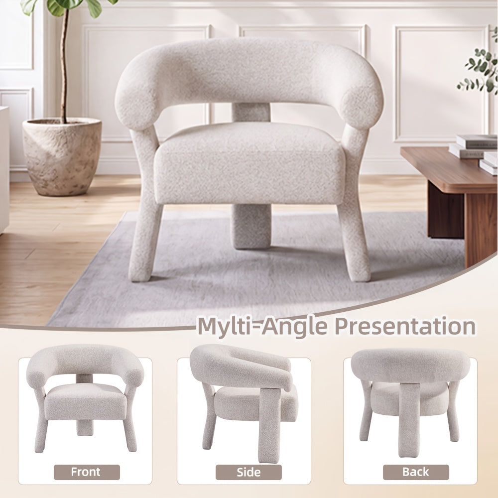modern   boucle accent chair curved   armchair - Temu