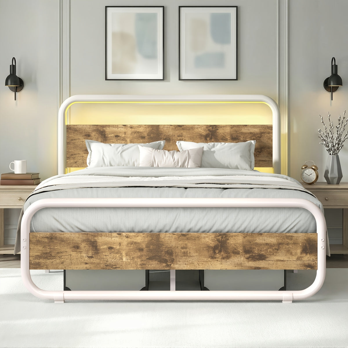 twin full queen king size   grey white bed frame - Temu