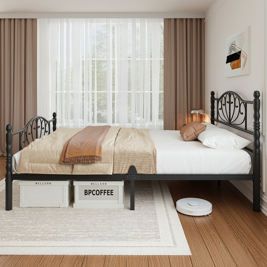 12 inch metal platform bed frame victorian style headboard - Temu