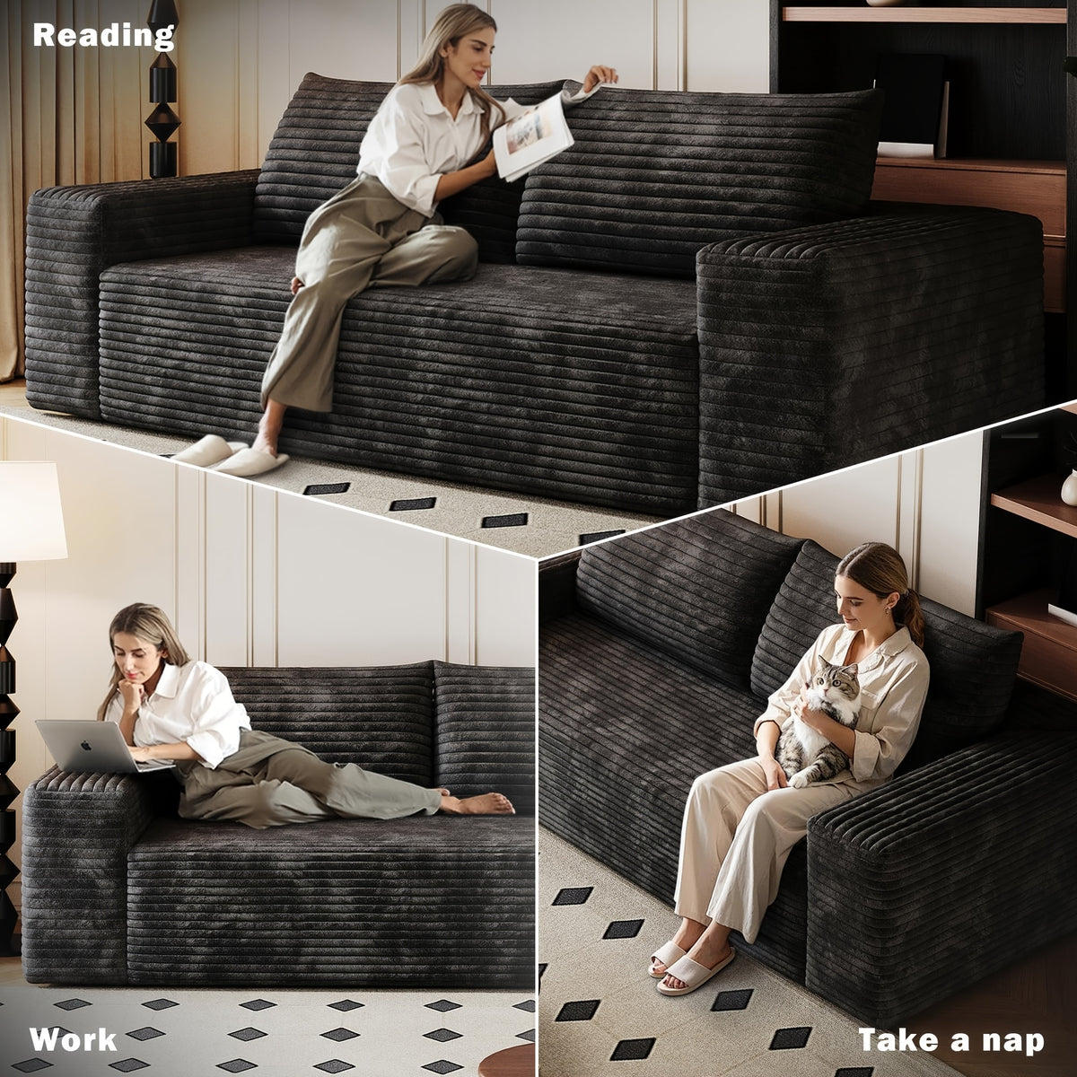 63 78 8 cloud loveseat sofa modern corduroy 2 seater couch - Temu