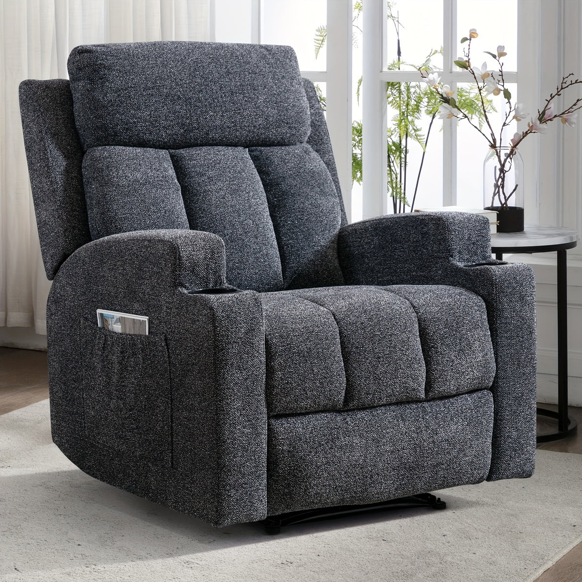manual recliner chair massage heat soft fabric   - Temu