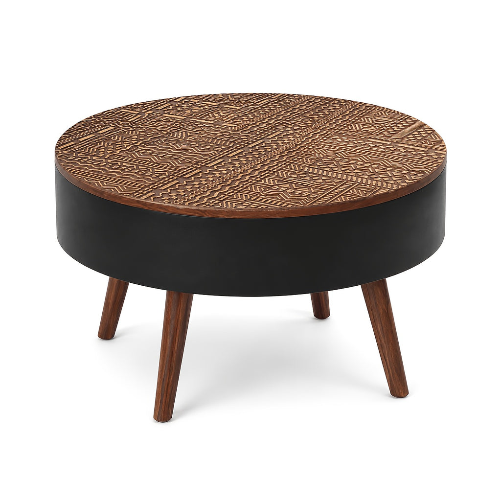 31   carved coffee table hidden storage mdf wood - Temu