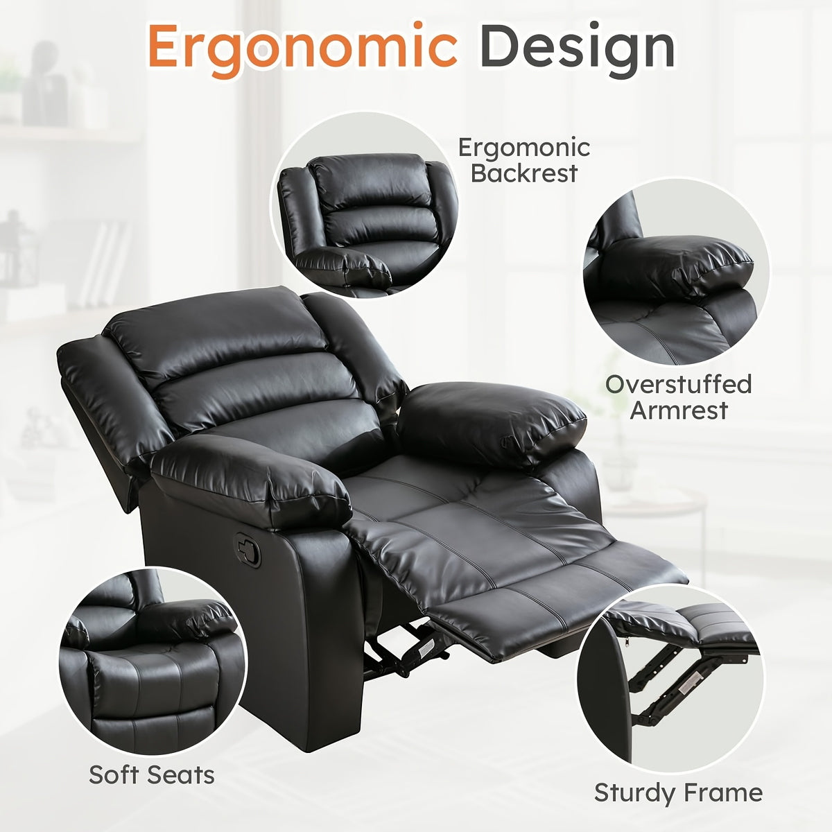 black recliner chair   arm back breathable   - Temu