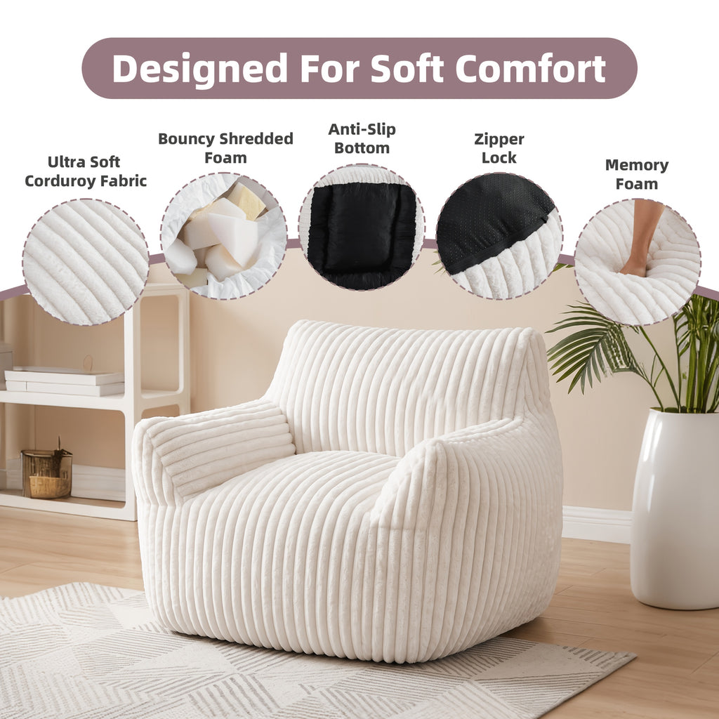 cozy plush bean bag chair armrests ultra soft fluffy single - Temu