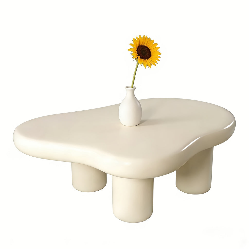 39 37   shaped coffee table 27 56 w cream irregular - Temu