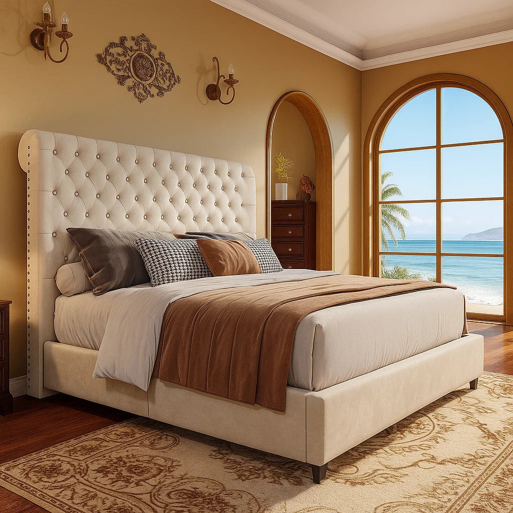 upholstered platform bed frame 52 8 inch sleigh - Temu