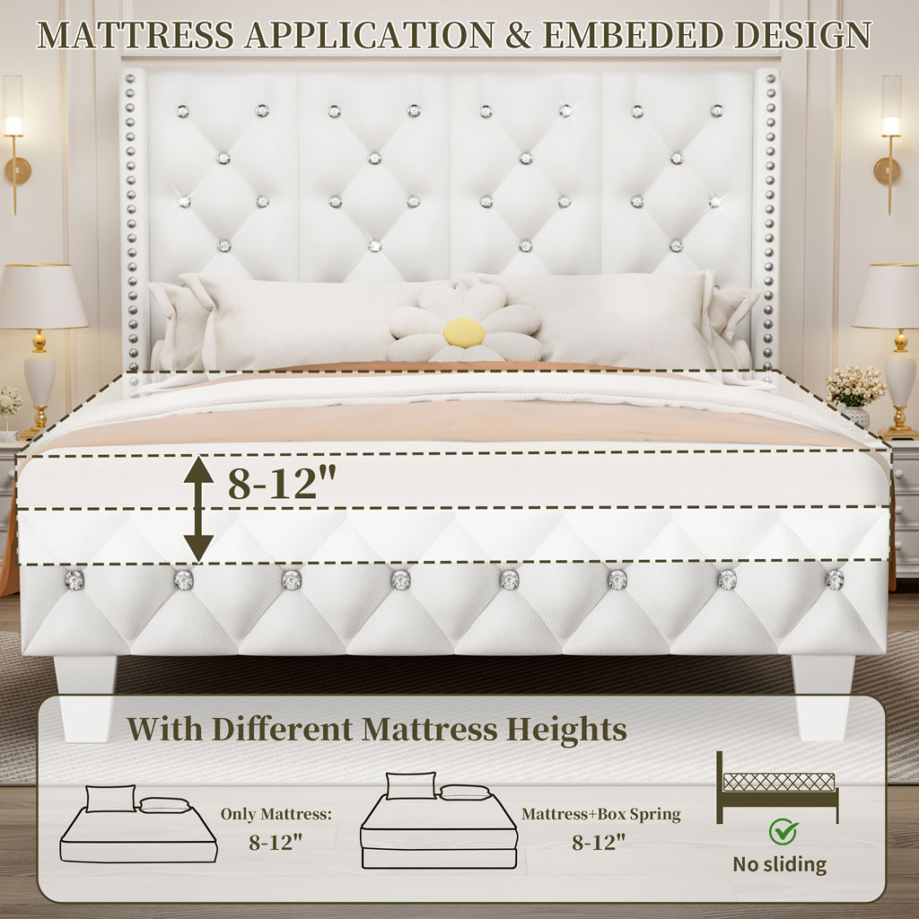 upholstered platform bed frame led lights tall bed frame - Temu