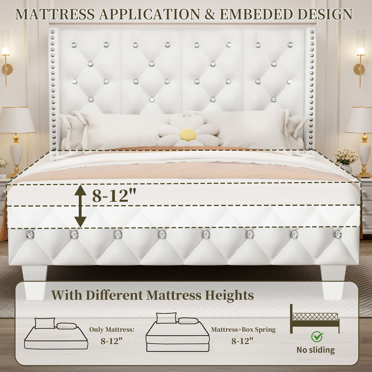 upholstered platform bed frame led lights tall bed frame - Temu