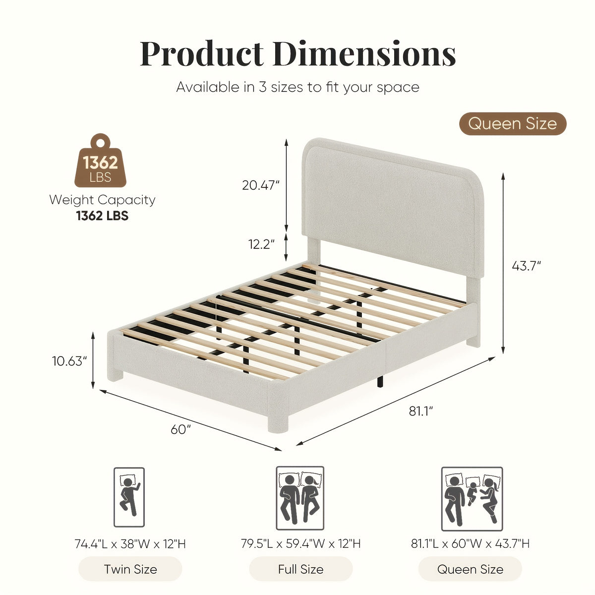 platform bed bed storage cloud teddy boucle frame adjustable - Temu