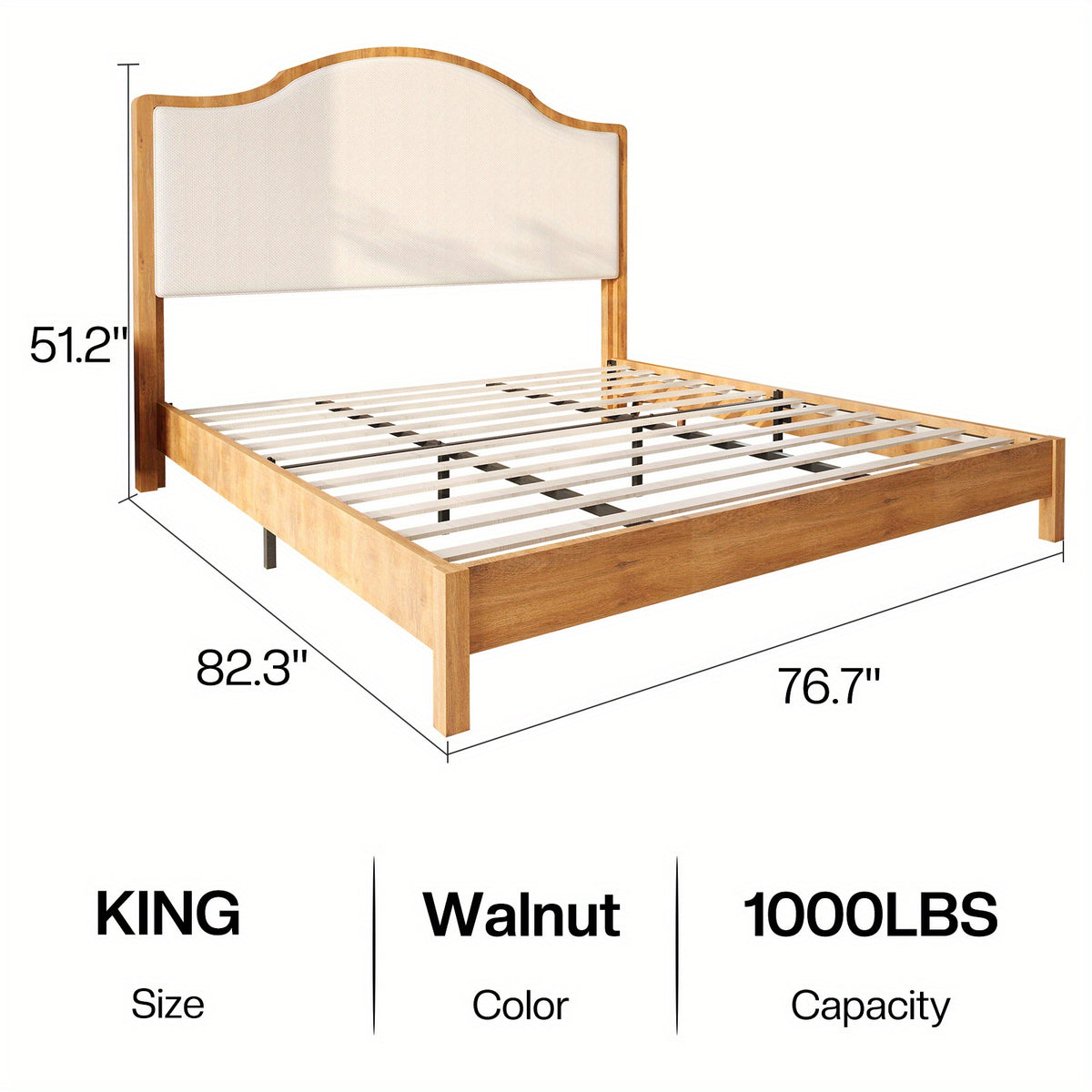 solid wood platform bed frame upholstered curved - Temu