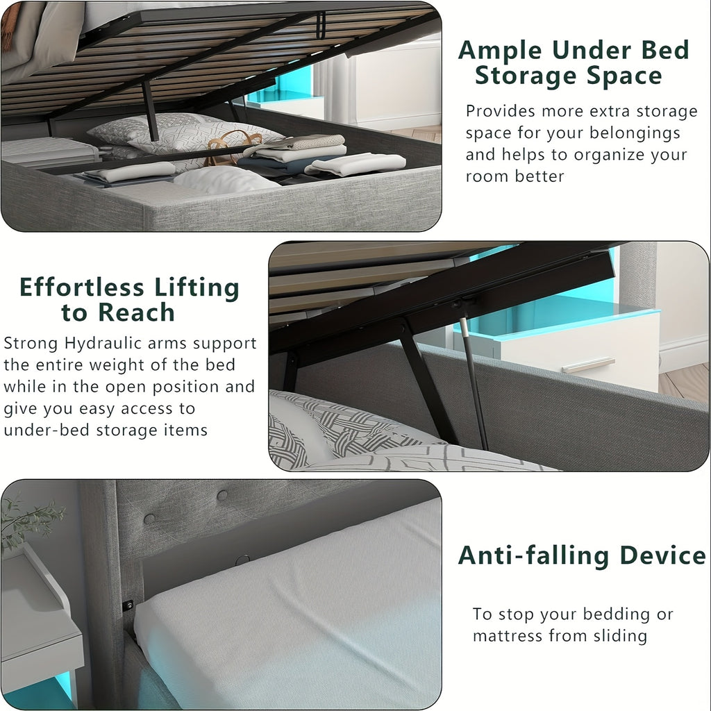 hydraulic lift upholstered bed frame   bed - Temu