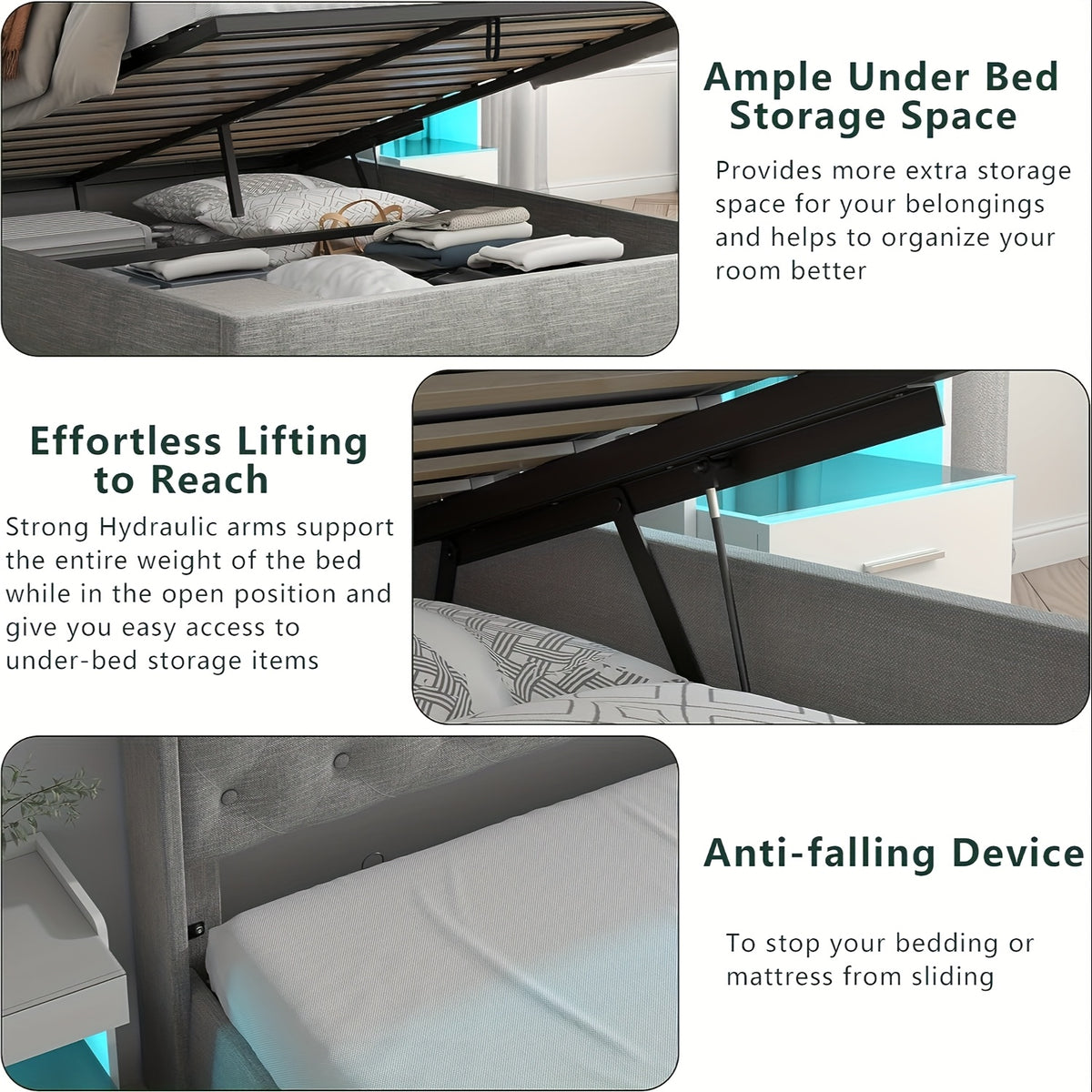 hydraulic lift upholstered bed frame   bed - Temu