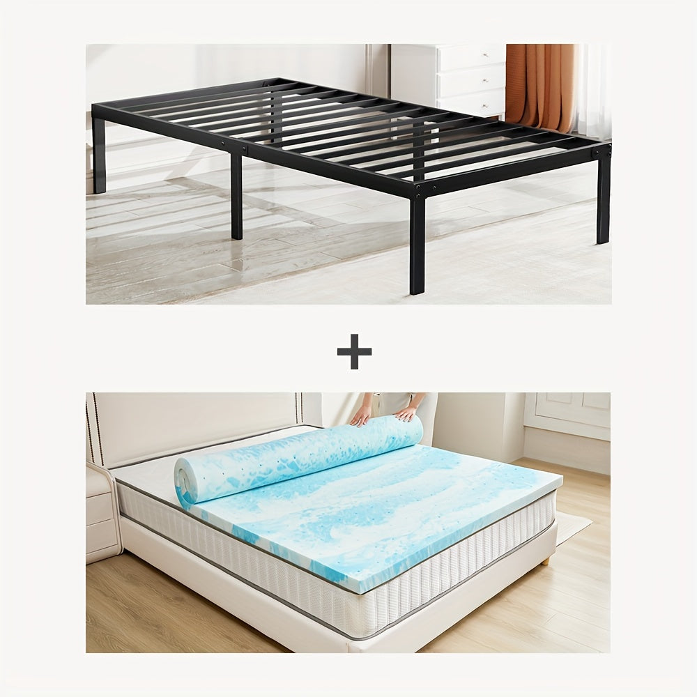 heavy duty metal platform bed frame memory foam mattress - Temu