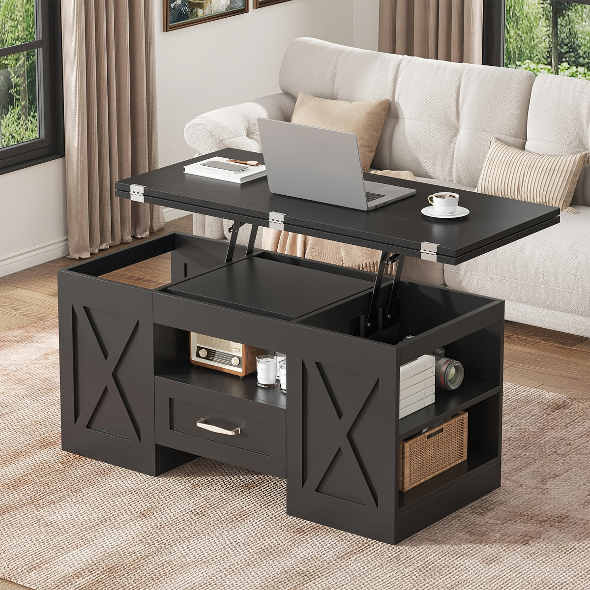 lift top coffee table 39 37inch large wooden farmhouse - Temu