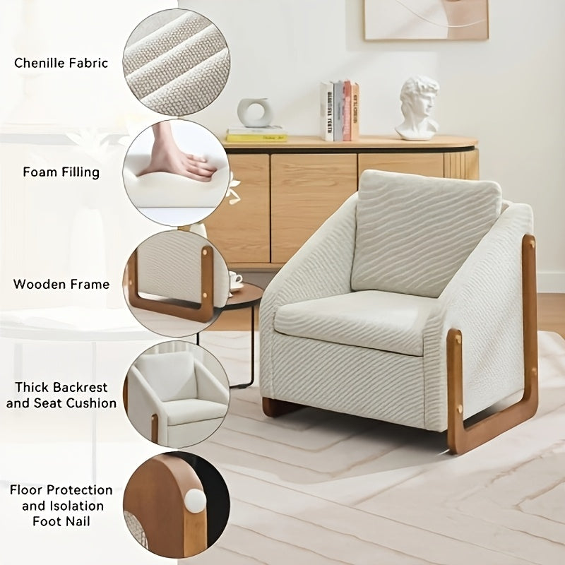 modern upholstered armchair wooden side frame accent leisure - Temu