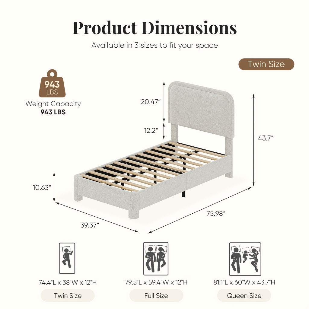 platform bed bed storage cloud teddy boucle frame adjustable - Temu