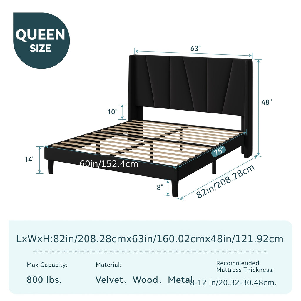 boho chic velvet bed frame geometric wingback - Temu