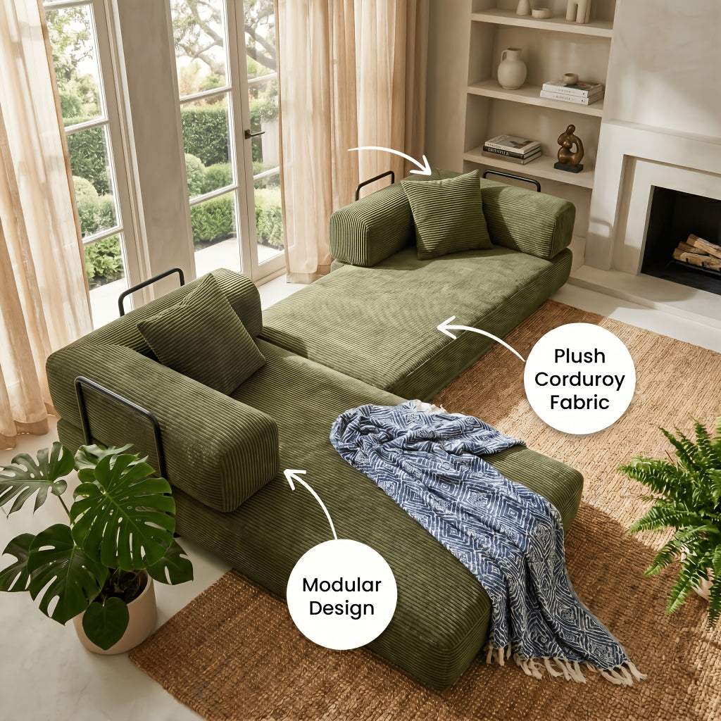 112 inch multi seat cloud like frameless sofa corduroy - Temu