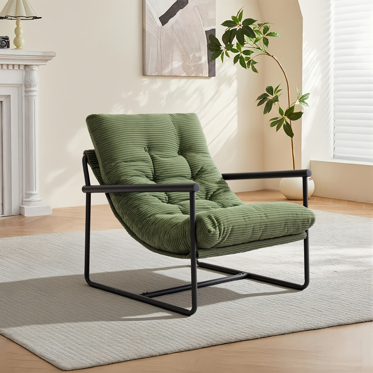 oversized corduroy accent lounge chair tufted thick padded - Temu