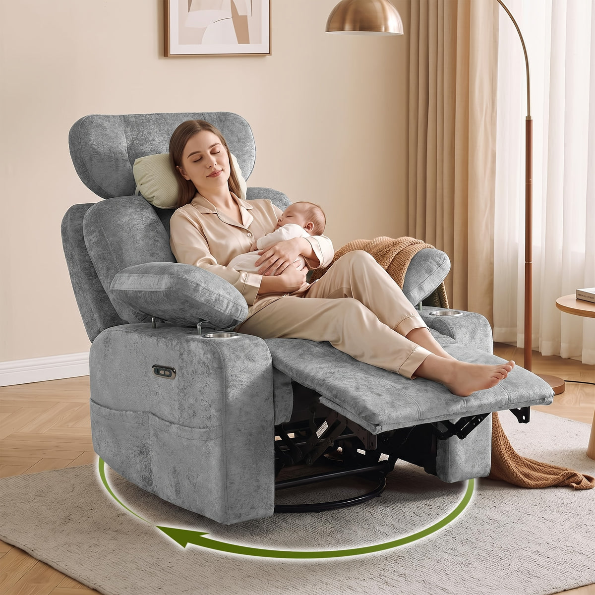 swivel rocking bedroom chair adjustable armrests headrest - Temu