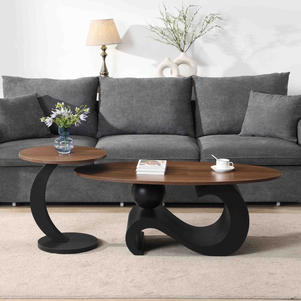 black nesting coffee table oral round coffee table set - Temu