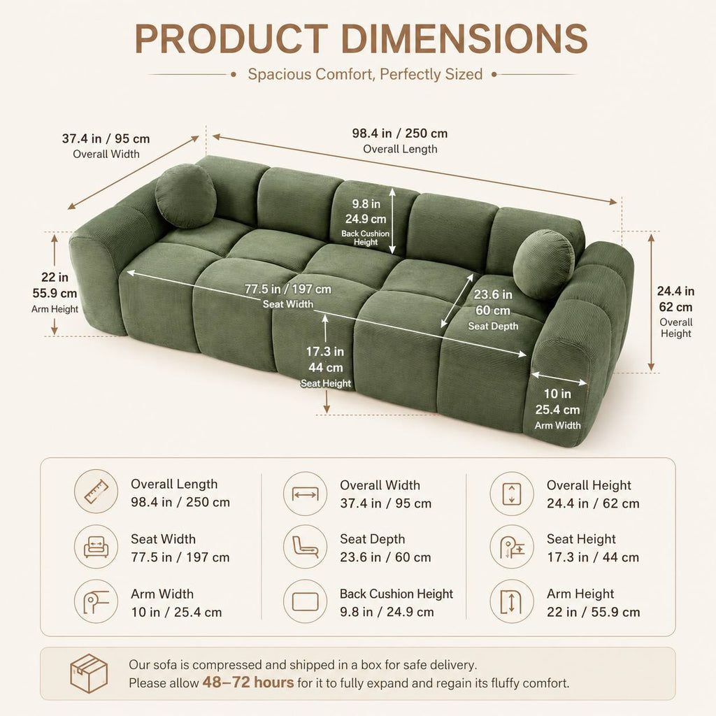 98 4 modern corduroy sofa suitable studio apartment extra - Temu