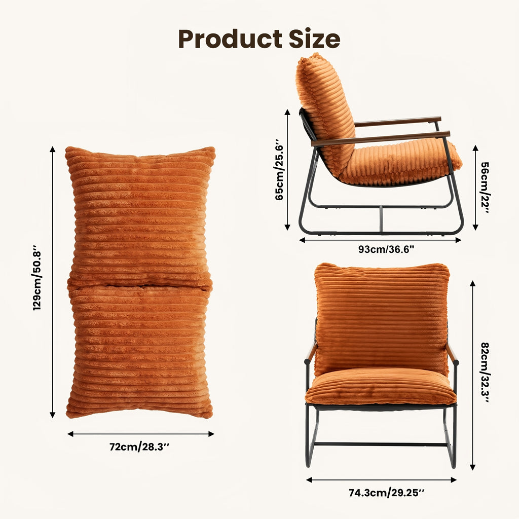 29 5in iron armchair padded cushion heavy duty metal accent - Temu