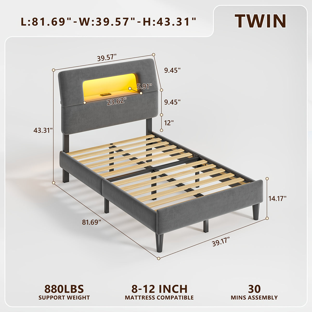 twin full queen king bed frame ergonomic storage headboard - Temu