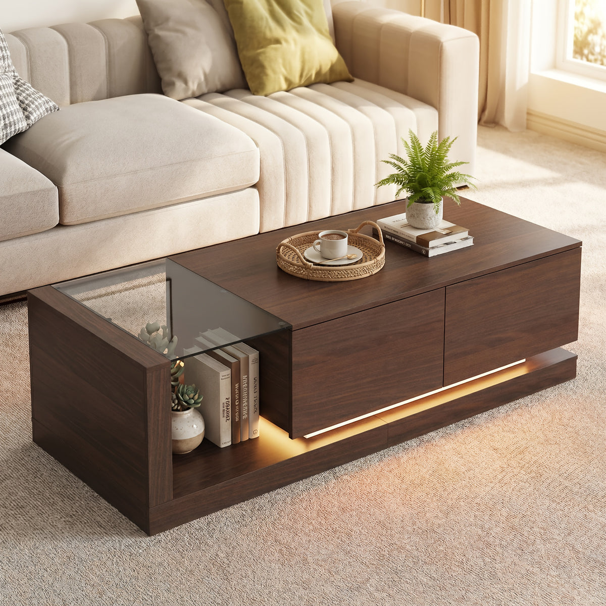 59 1 w modern coffee table adjustable led lights center - Temu