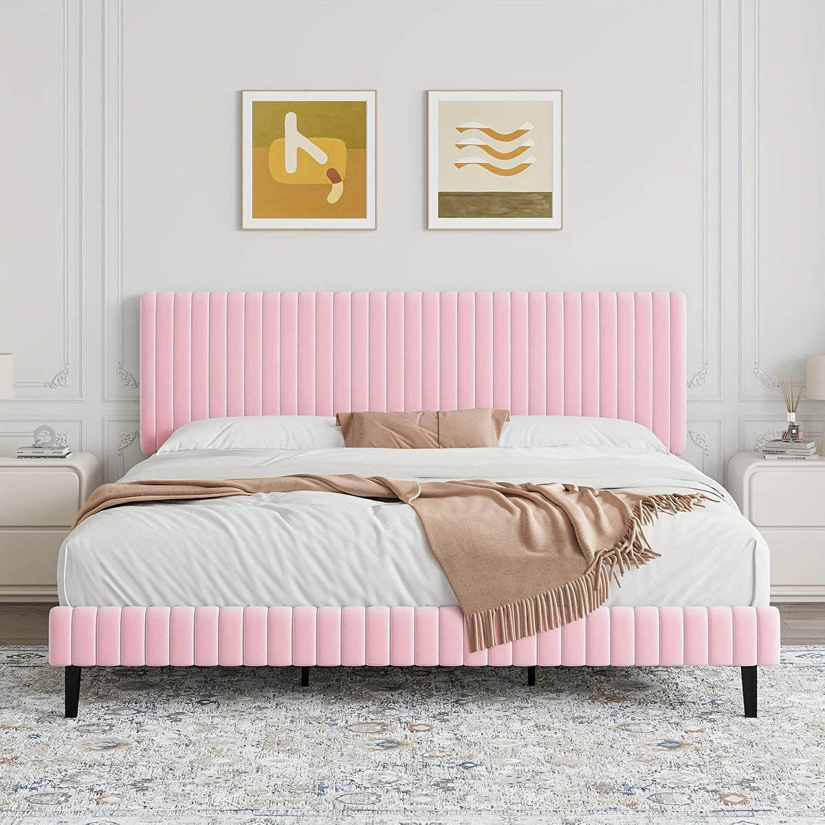 twin full queen king size bed frame velvet upholstered - Temu