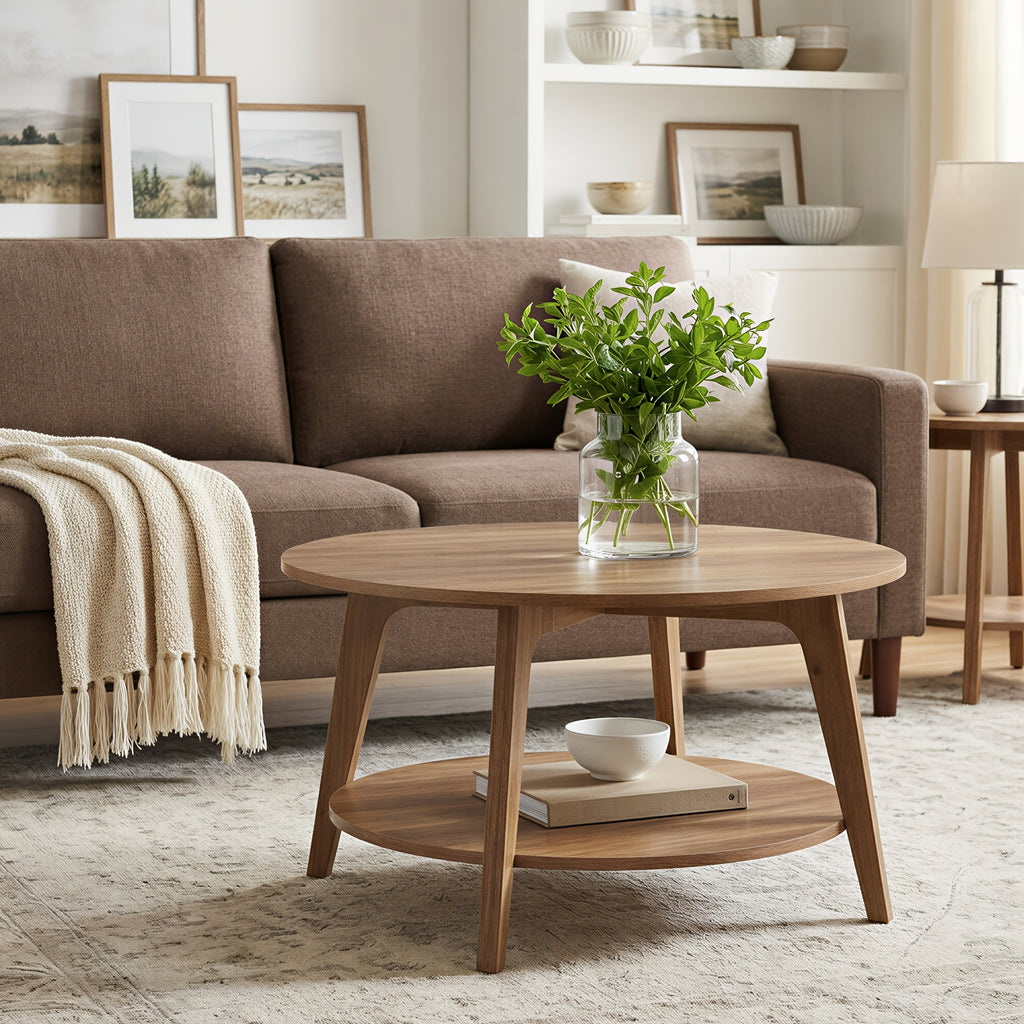 round coffee table tea table 2 tier   center - Temu