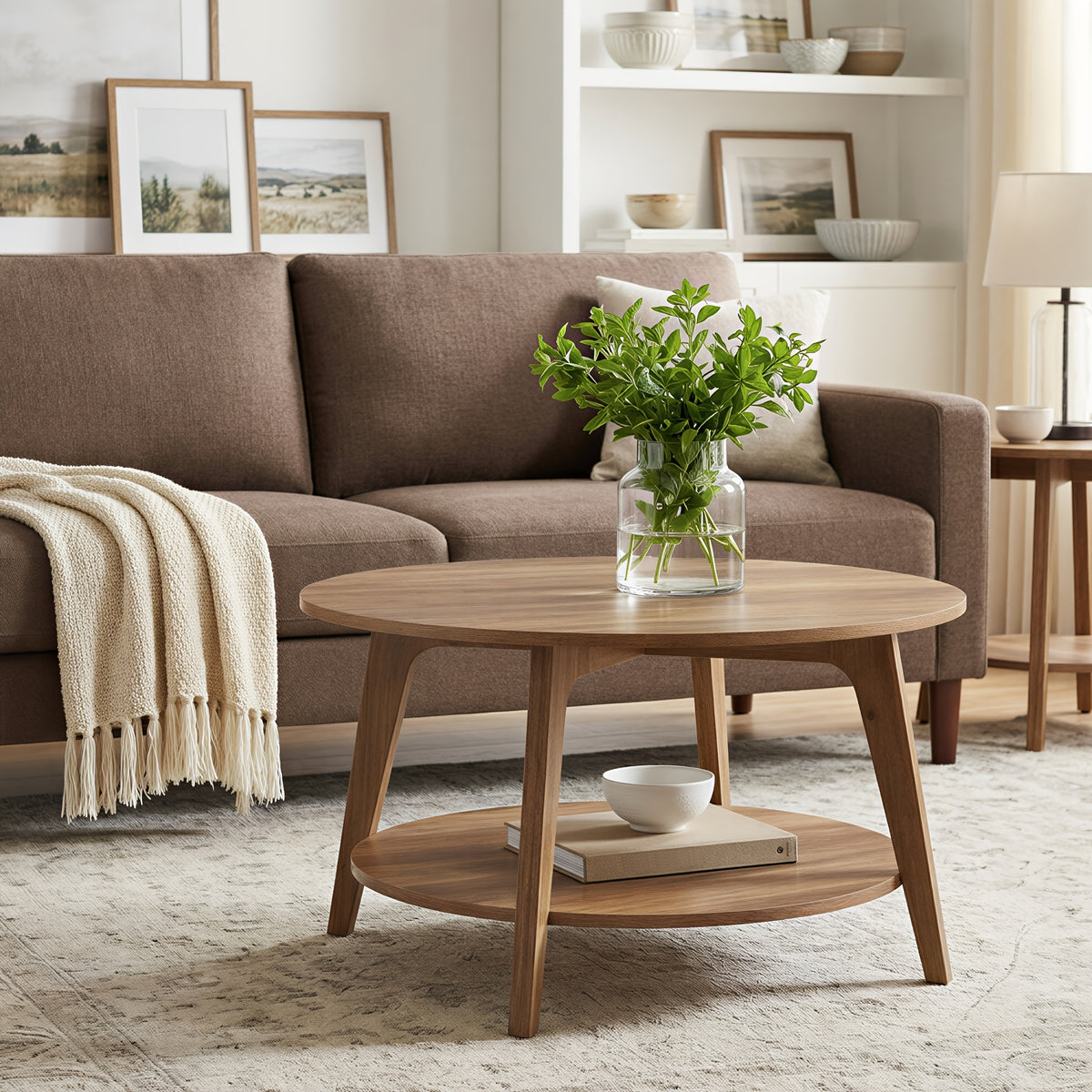 round coffee table tea table 2 tier   center - Temu