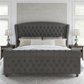 platform bed frame chenille upholstery featuring a scroll - Temu