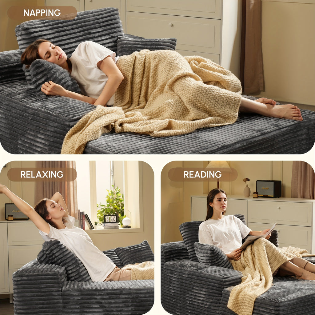 67 oversized boneless lounge chaise corduroy plush fabric - Temu