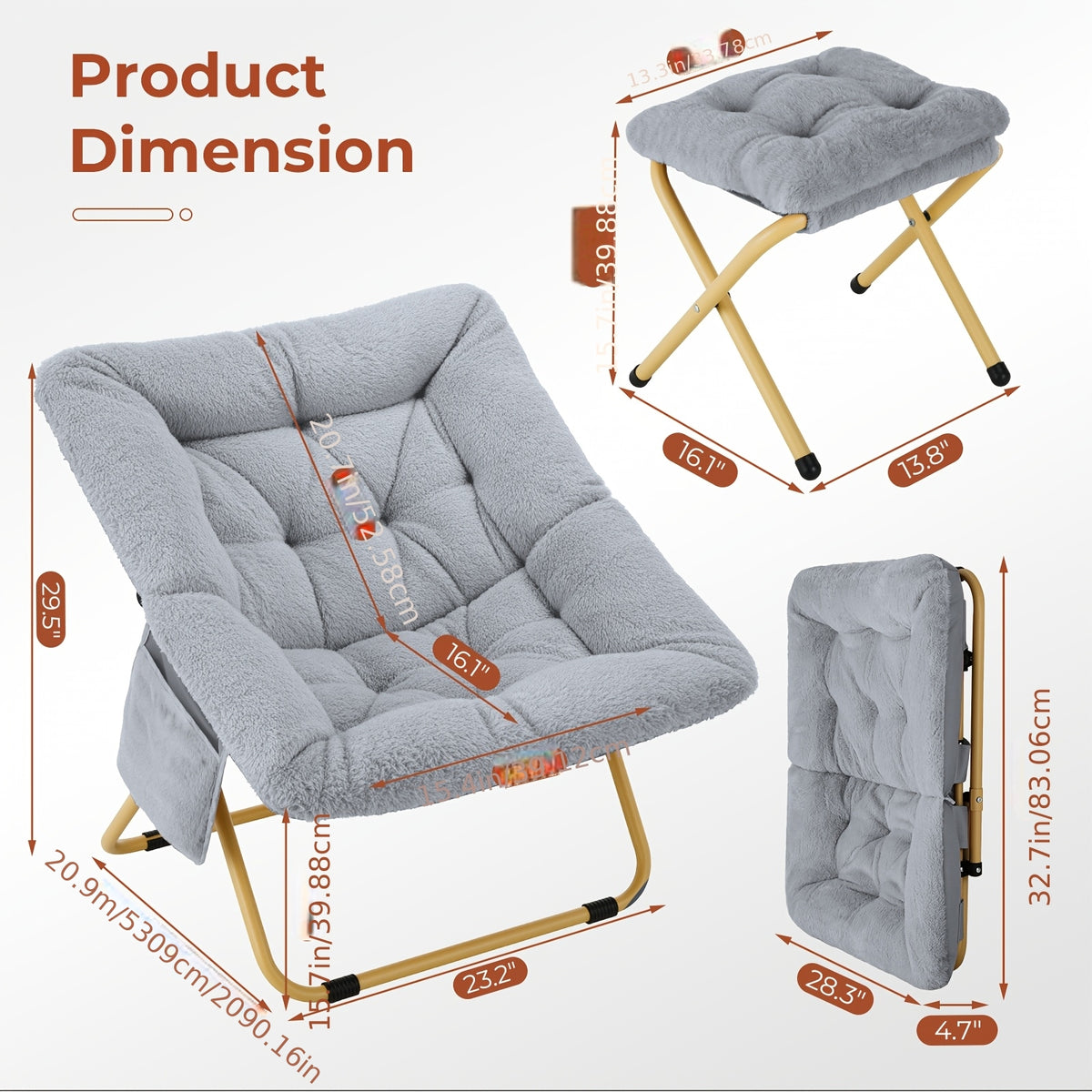 comfy saucer chair foldable lounge chair soft faux fur - Temu