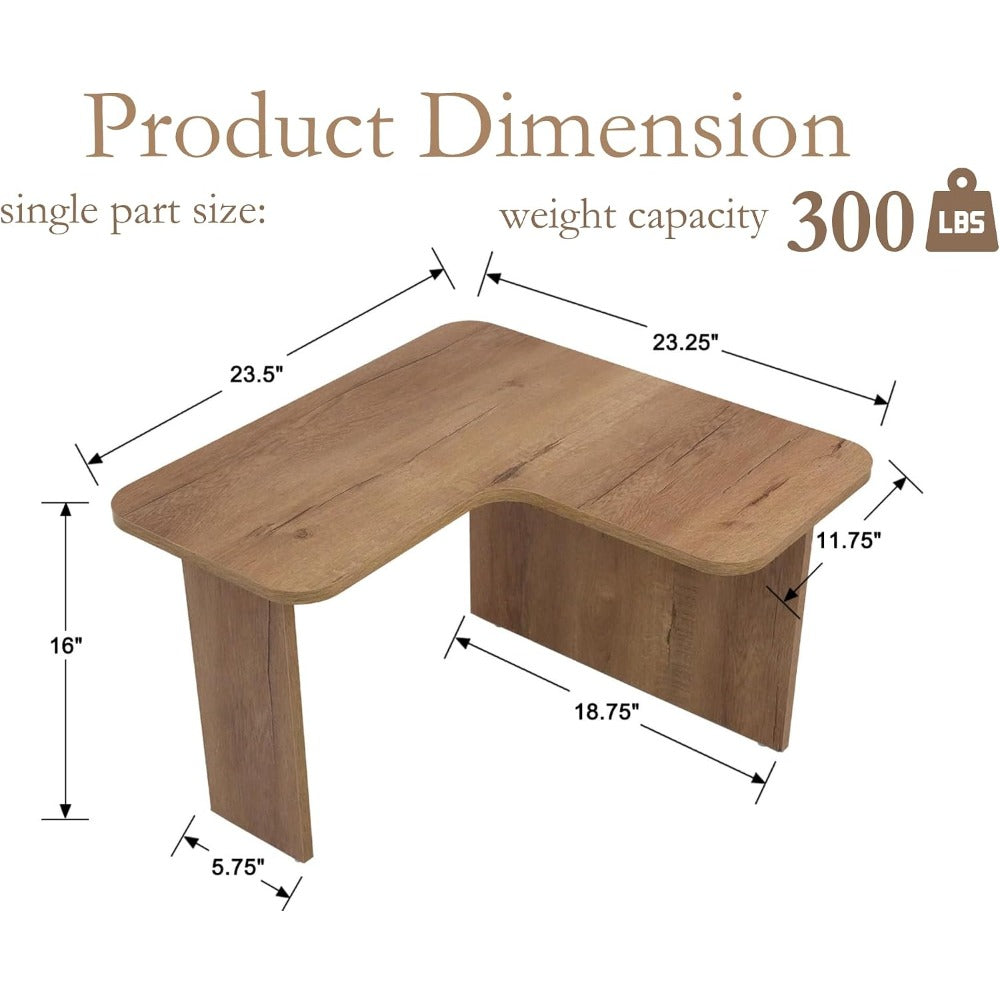 set 2 modern nesting coffee tables wooden l shaped square - Temu