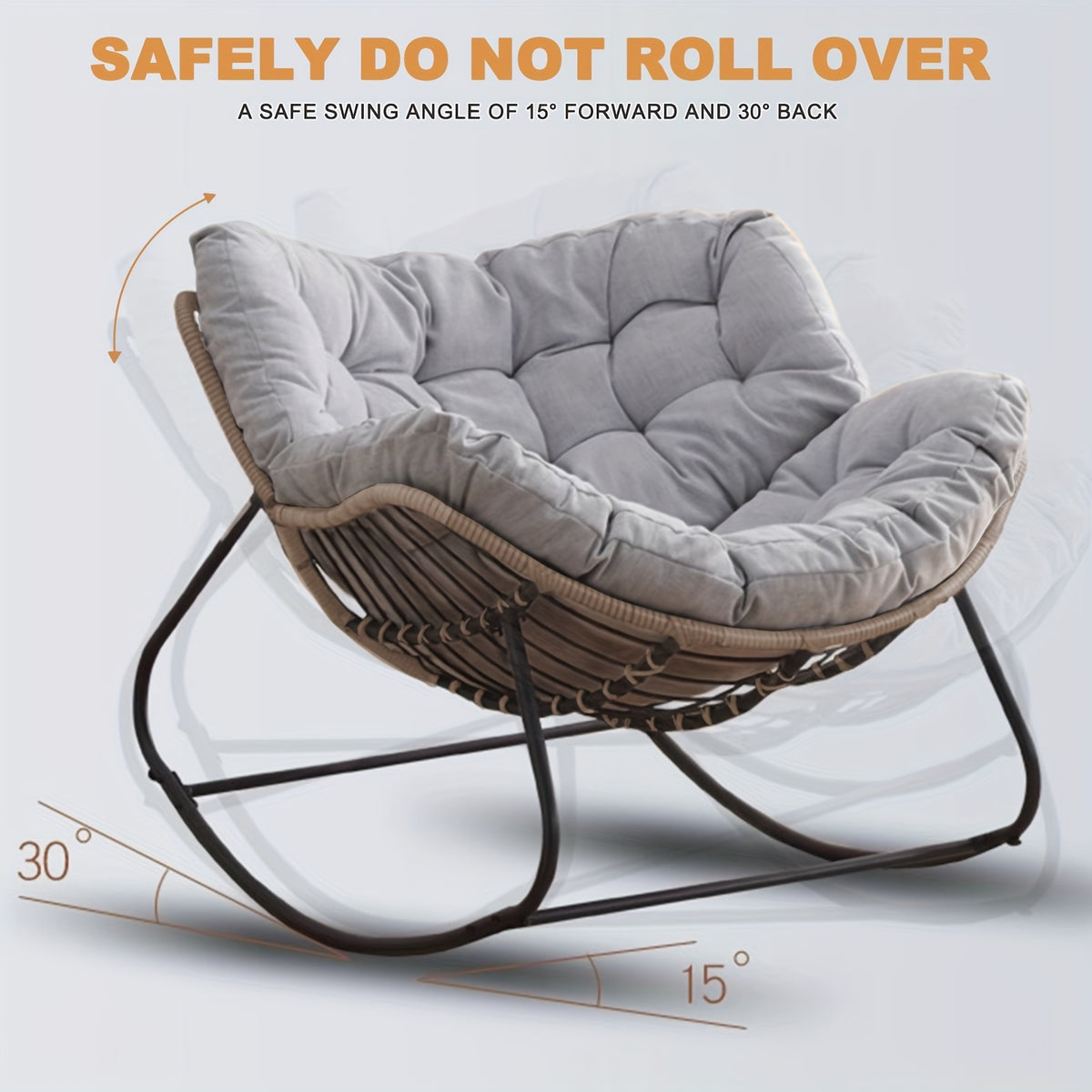 patio rocking chair, a papasson recliner, lounge/egg chair outdoor/indoor, comfy reading chair for porch/garden/patio/camping, spring/summer outdoor furniture, easter gift, with cushion - furniture - Temu