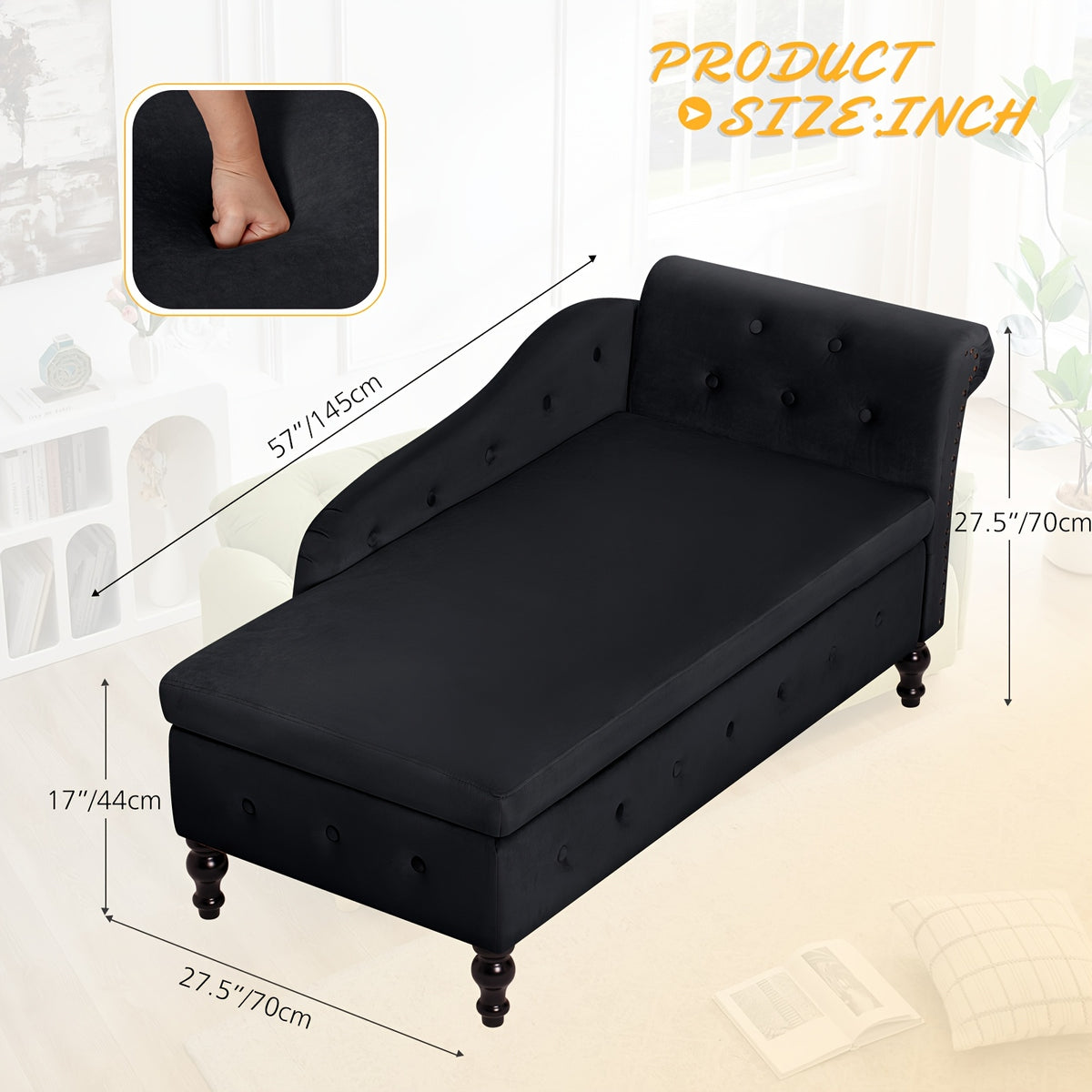 57 velvet upholstered storage chaise lounge pillow - Temu