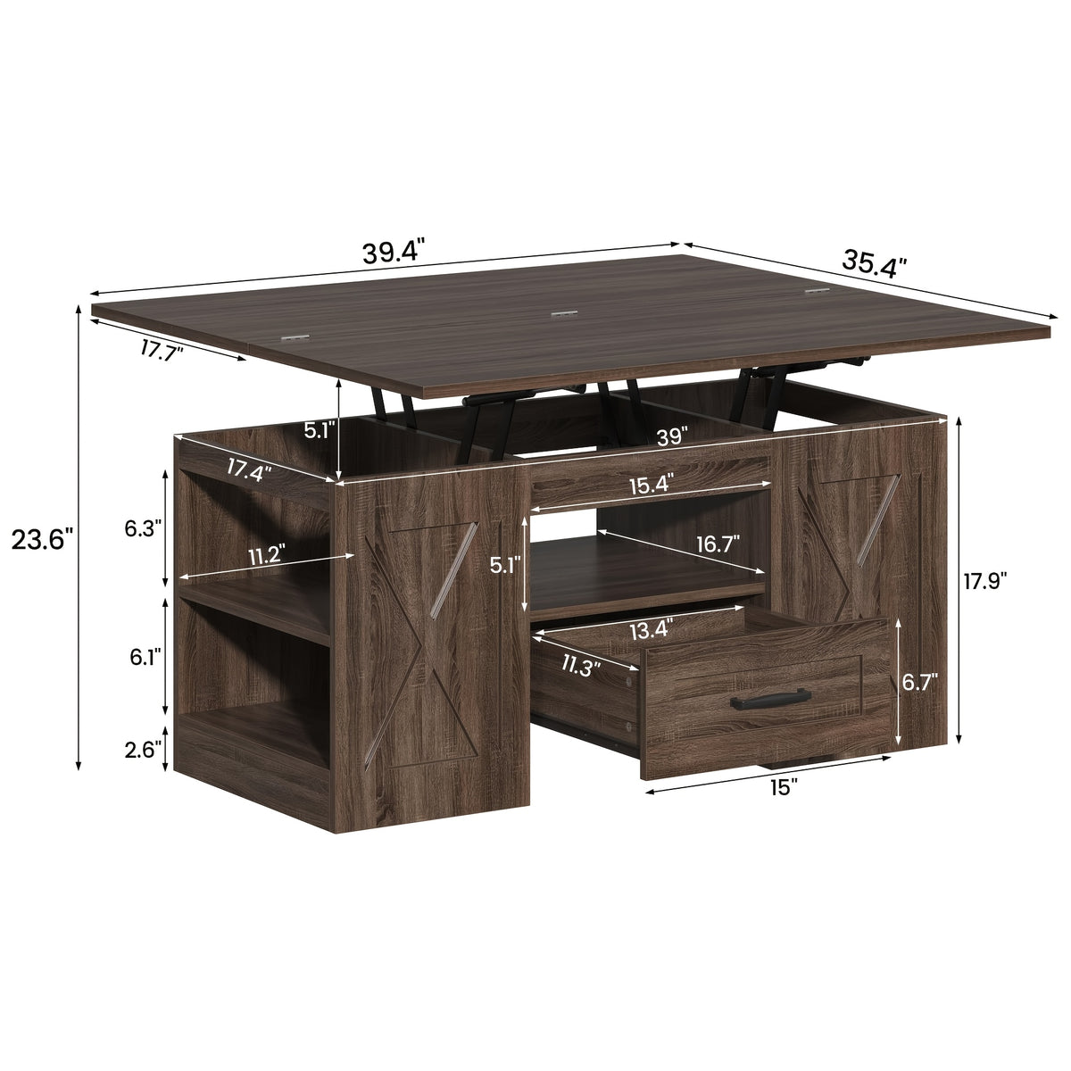 lift top coffee table 39 37inch large wooden farmhouse - Temu