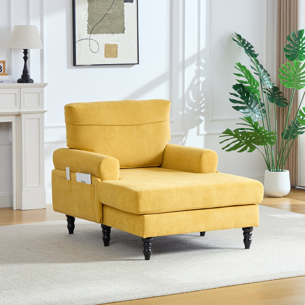 modern chenille chaise lounge comfortable backrest armrests - Temu