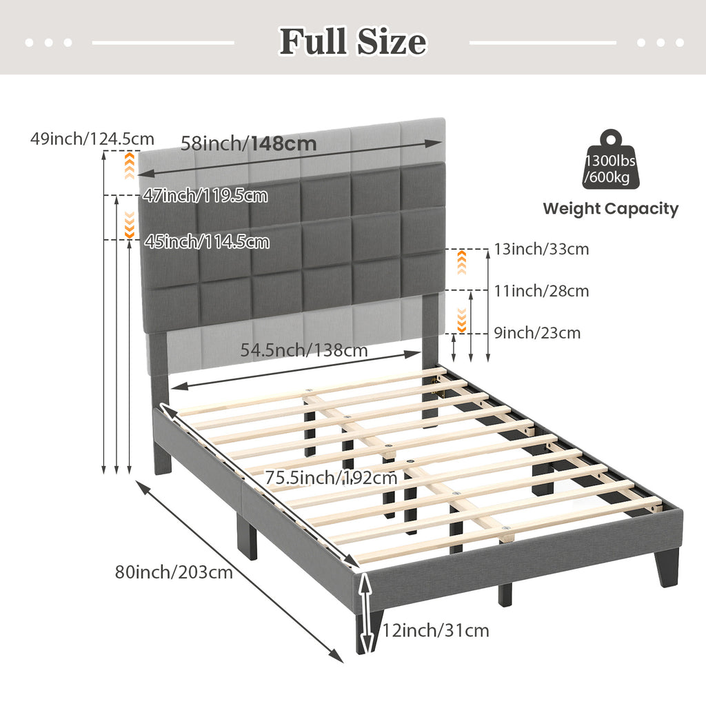 full size platform bed adjustable headboard modern - Temu